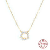 Sterling Silver Rainbow Zircon Pendant & Necklace Chain Choker CZ