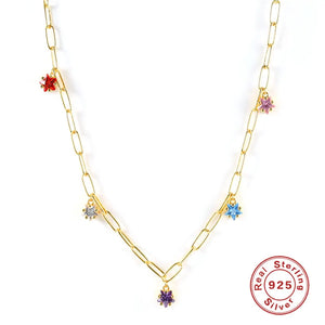 925 Sterling Silver Red Zircon Stars Necklace Bracelet Set