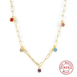 925 Sterling Silver Red Zircon Stars Necklace Bracelet Set