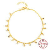 925 Sterling Silver Red Zircon Stars Necklace Bracelet Set