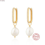 Pearl Pendant Earrings 925 Sterling Silver Hoops Wedding Jewelry