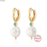 Pearl Pendant Earrings 925 Sterling Silver Hoops Wedding Jewelry