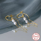 Pearl Pendant Earrings 925 Sterling Silver Hoops Wedding Jewelry
