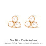 Zircon Turquoise Pearl Stud Earrings 925 Silver Women's Cartilage Piercing