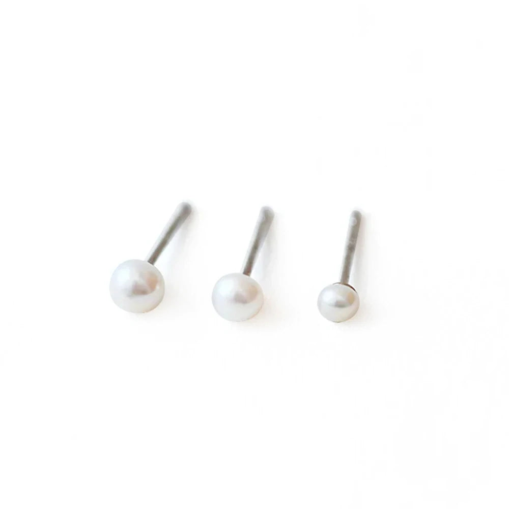 S925 Silver Vintage Pearl Stud Earrings Set