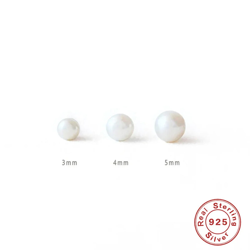 S925 Silver Vintage Pearl Stud Earrings Set