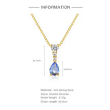 925 Silver Multicolor Zircon Drop Pendant Necklace
