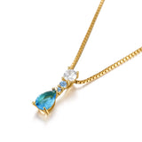 925 Silver Multicolor Zircon Drop Pendant Necklace