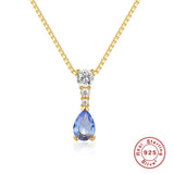 925 Silver Multicolor Zircon Drop Pendant Necklace