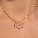 925 Silver Multicolor Zircon Drop Pendant Necklace