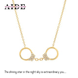 Sterling Silver Crystal Lock Dangle Pendant Chain Necklace for Women
