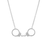 Sterling Silver Crystal Lock Dangle Pendant Chain Necklace for Women