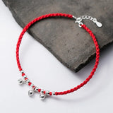 Sterling Silver Bells Anklets Red Thread Foot Chain Ankle Bracelet