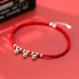 Sterling Silver Bells Anklets Red Thread Foot Chain Ankle Bracelet