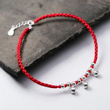 Sterling Silver Bells Anklets Red Thread Foot Chain Ankle Bracelet