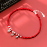 Sterling Silver Bells Anklets Red Thread Foot Chain Ankle Bracelet