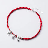 Sterling Silver Bells Anklets Red Thread Foot Chain Ankle Bracelet
