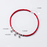 Sterling Silver Bells Anklets Red Thread Foot Chain Ankle Bracelet