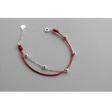 925 Silver Beads Anklet Red Rope Foot Jewelry Girl Gift