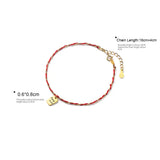 925 Silver Beads Chain Red Thread Bracelet Women Good Luck Gift