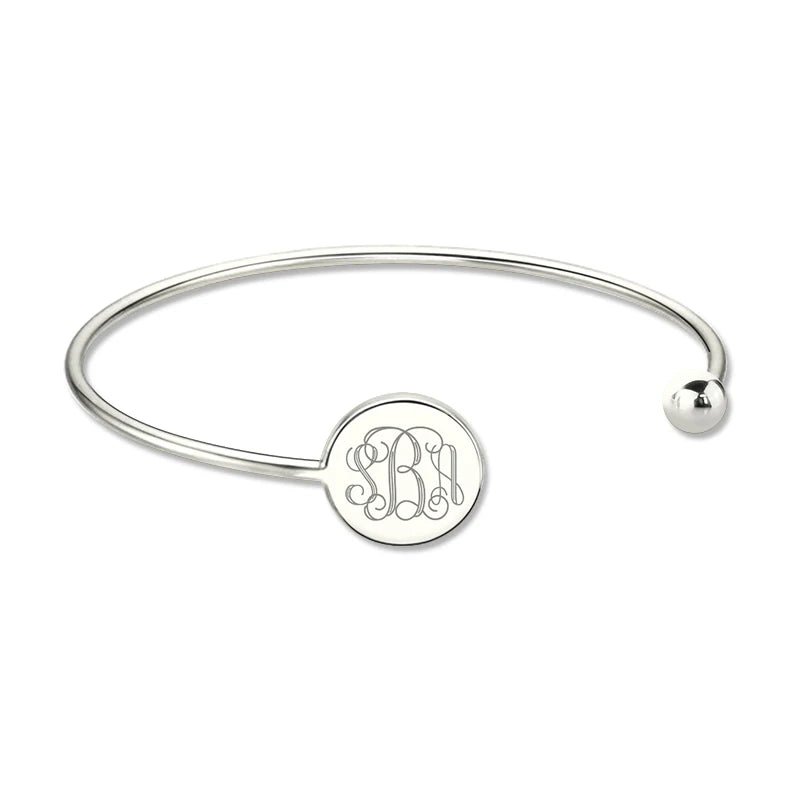 Personalized Letter Engraved Bracelet 18K Plated Women Stainless Steel Bangle