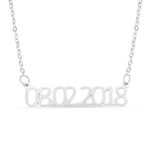 18K Plated Month Year Number Necklace Stainless Steel Date Pendant Necklace