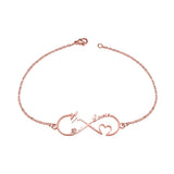 Infinity Double Name Bracelet Heart Charm Bangle Wedding Jewelry