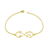 Infinity Double Name Bracelet Heart Charm Bangle Wedding Jewelry