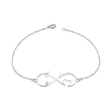 Infinity Double Name Bracelet Heart Charm Bangle Wedding Jewelry