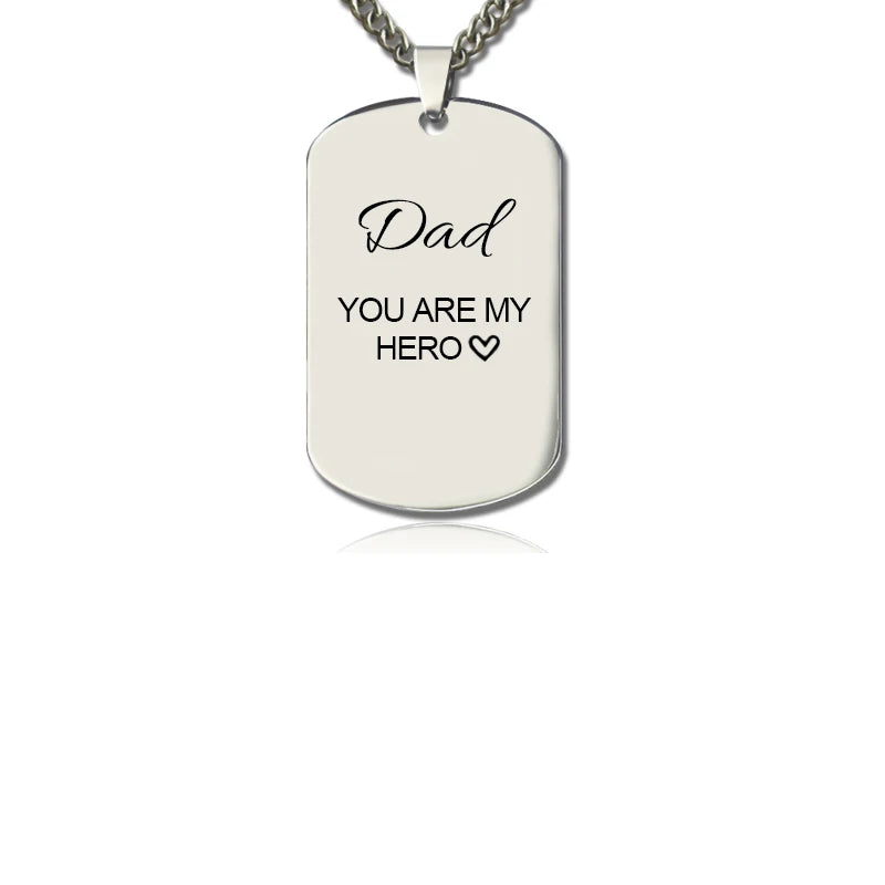 Men's Stainless Steel Photo Necklace Engraving Dog Tags Chain