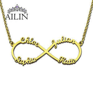 Stainless Steel Necklace 18K Plated Infinity Nameplate Jewelry