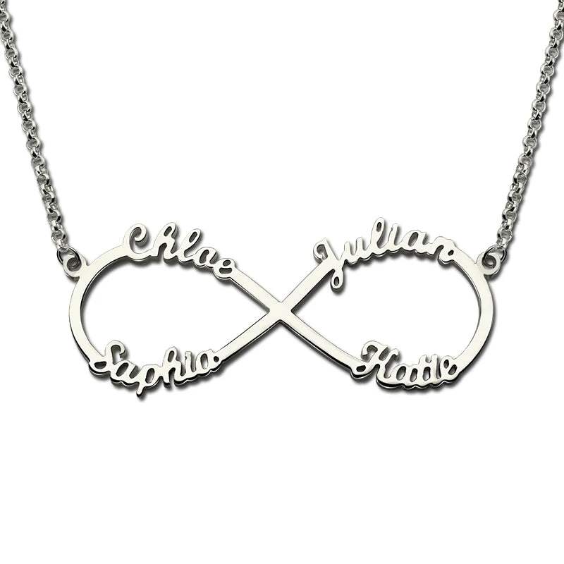 Stainless Steel Necklace 18K Plated Infinity Nameplate Jewelry