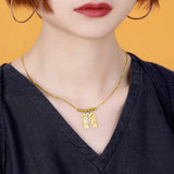 18K Plated Name Necklace With Boy Girl Charms Personalised Chain Jewelry