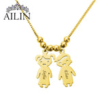 18K Plated Name Necklace With Boy Girl Charms Personalised Chain Jewelry
