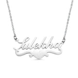 Heart Pendant Custom Name Necklace 18K Plated Stainless Steel