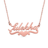 Heart Pendant Custom Name Necklace 18K Plated Stainless Steel