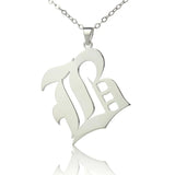 Old English Font Necklace 18K Plated Stainless Steel Initial Letter Pendant