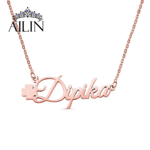 Personalized Name Necklace Box - 18K Rose Plated Stainless Steel Pendant