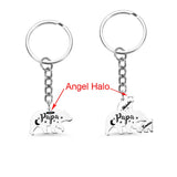 Family Name Keychain Stainless Steel Papa Bear Charm Key Ring Gift