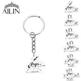 Family Name Keychain Stainless Steel Papa Bear Charm Key Ring Gift