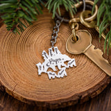 Family Name Keychain Stainless Steel Papa Bear Charm Key Ring Gift