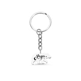 Family Name Keychain Stainless Steel Papa Bear Charm Key Ring Gift