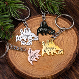 Family Name Keychain Stainless Steel Papa Bear Charm Key Ring Gift