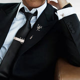 Personalized Man Cufflinks and Tie Clips Set Wedding Jewelry
