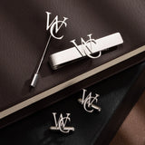 Personalized Man Cufflinks and Tie Clips Set Wedding Jewelry