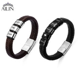 Personalized Beaded Leather Name Bracelet for Papa - Engraved Heart
