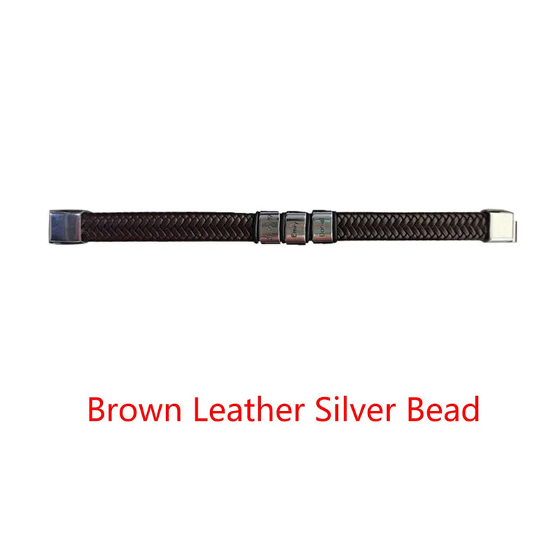 Personalized Beaded Leather Name Bracelet for Papa - Engraved Heart