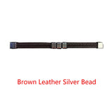 Personalized Beaded Leather Name Bracelet for Papa - Engraved Heart