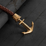 Men's Anchor Leather Wristband Bangle Lace-up Father's Gift