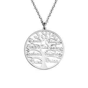 Customized Arabic Name Tree of Life Engraved Pendants Choker Necklace